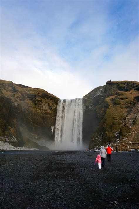 Tourists at Skogafoss in Iceland Winter Editorial Stock Photo - Image ...