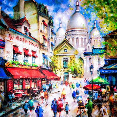 Colorful Painting Of Sacre Coeur And Montmartre In Paris Foto Stock