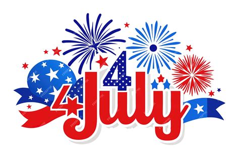A Red White And Blue July Calendar With Fireworks And A Red White And