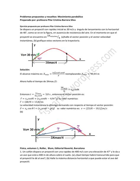 Problemas Propuestos Y Resueltos Movimiento