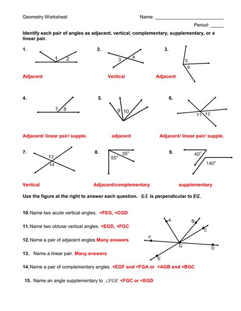 Naming Congruent Angles Worksheet Answers - Angleworksheets.com