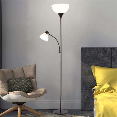 Torchiere Floor Lamp with Reading Light Sturdy Metal Base, Heat ...