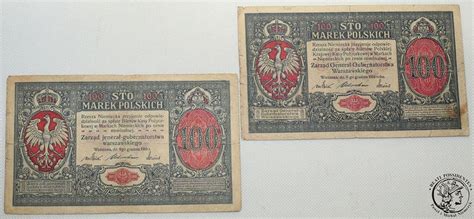 Lot 2 x 100 marek polskich 1916 GENERAŁ JENERAŁ archiwum niemczyk pl