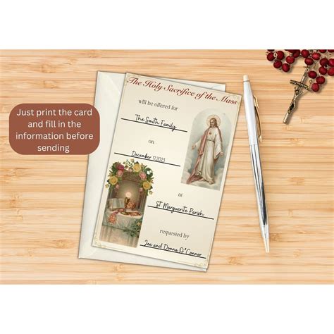 Mass Intention Card Catholic Mass Card Printable Mass Card Etsy