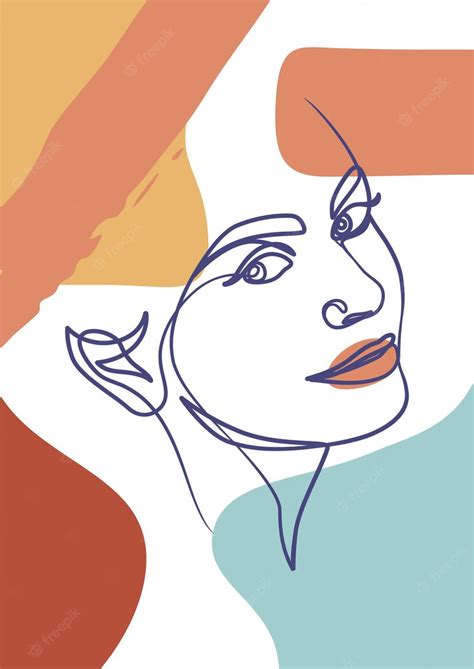 Premium Vector Woman Face One Line Art Drawing Poster Continuous Line Drawing Style Woman