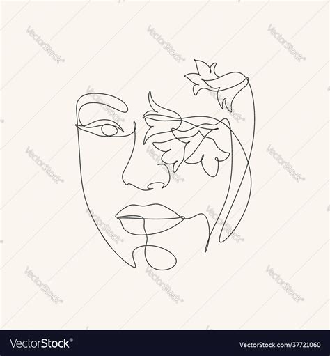 Surreal Face Continuous Line Drawing Royalty Free Vector