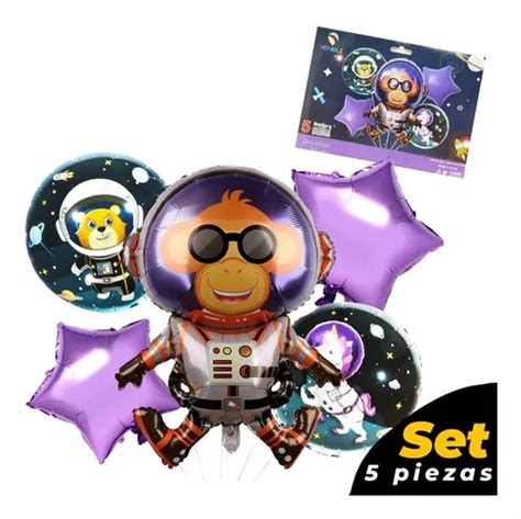 Set 5 Globos Metálicos Feliz Cumpleaños Kit Astronauta MercadoLibre