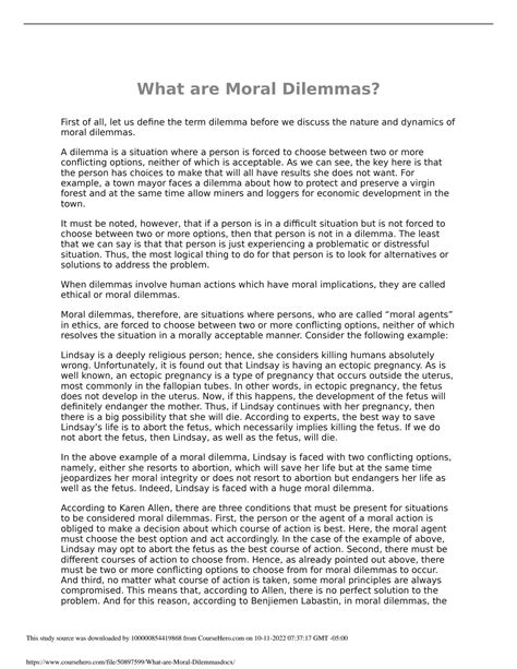 SOLUTION What Are Moral Dilemmas Docx Studypool