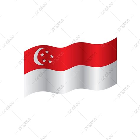 Gambar Vektor Ilustrasi Bendera Singapura Terisolasi, Tombol, Lambang ...