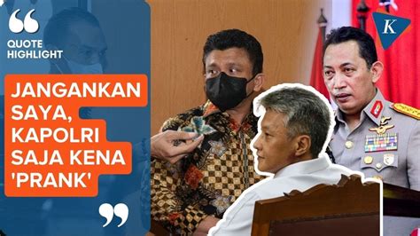 Hendra Kurniawan Akui Kena Prank Sambo Soal Kematian Brigadir J Youtube