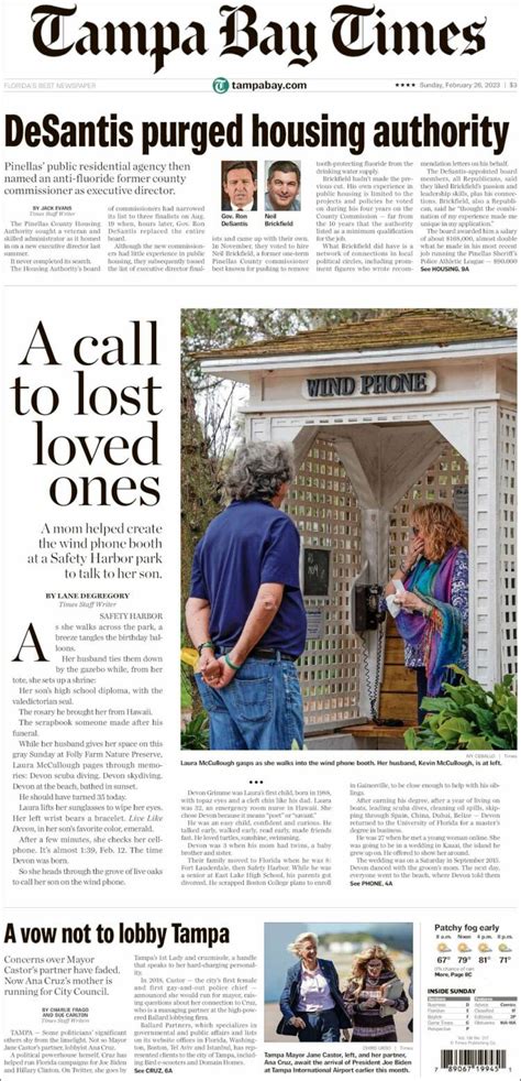 Periódico Tampa Bay Times Usa Periódicos De Usa Edición De Domingo