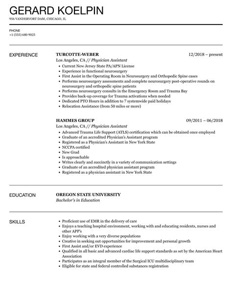 Pa Resume Template