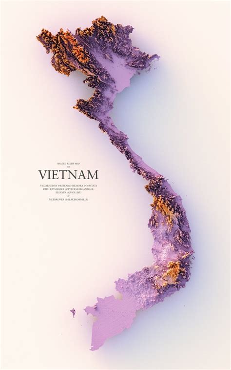 Shaded Relief Map Is Vietnam By Researchremora Maps On The Web