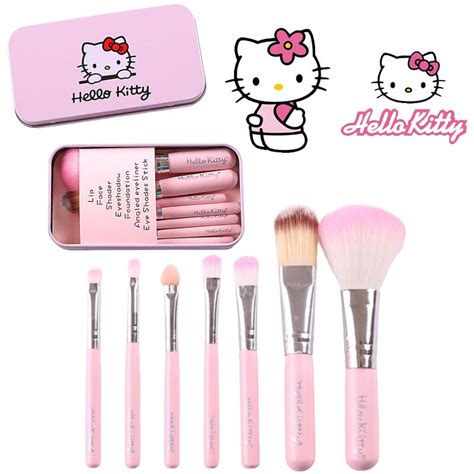 Hello Kitty Makeup Set Brush 7 Piece Set Blush Brush Iron Box Cute