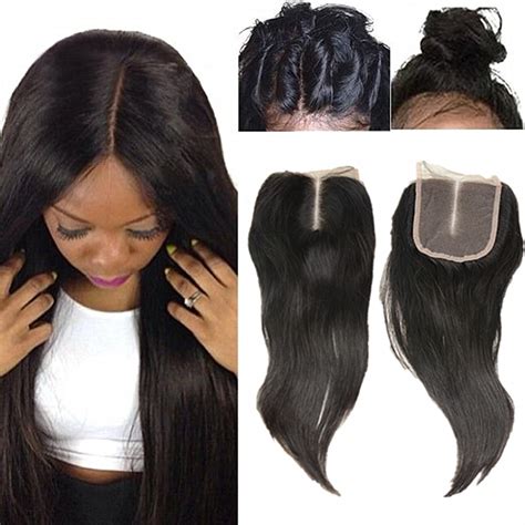 Angelbella Brazilian Hair Closure Straight Medium Brown Middle Part