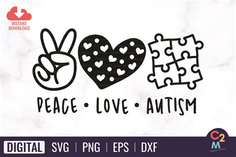 Peace Love Autism Svg Autism Svg Grafica Di Creative2morrow