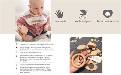 Amazon Promise Babe Puzzle Toys Montessori Rattle Set Infant Wooden Rattles Interesting
