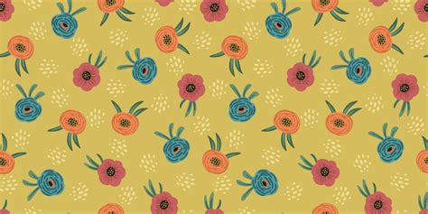 Folk Floral Seamless Pattern Modern Abstract Design Vector Art