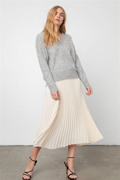 Delphine Ivory Ivory Skirt Pleated Midi Skirt Fashion