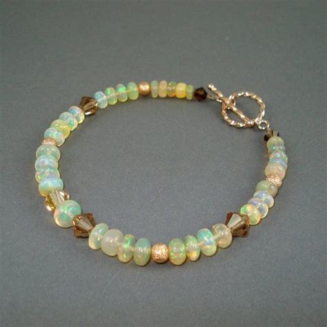 Opal Bracelet Ethiopian Fire Opals Crystal Accent Beads Etsy Opal