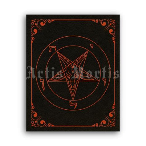 Printable Baphomet Sigil Satanic Church Pentagram Red Black Print