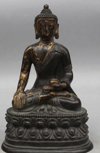 Jp S Old Tibet Bronze K Gold Seat Lotus Shakyamuni Amitabha