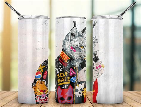 Cool Cat Tumbler Design 20oz Straight Tumbler Design Template Etsy