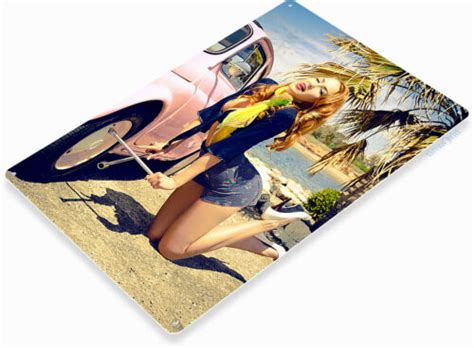 Sexy Pinup Car Beetle Girl Hot Rod Garage Shop Man Cave Décor Metal Tin Sign eBay