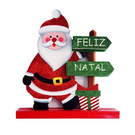 Enfeite De Mesa Natalino Painel Papai Noel Placa Feliz Natal Submarino