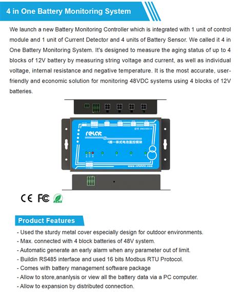 4 In One Battery Monitoring System Vrla Bms