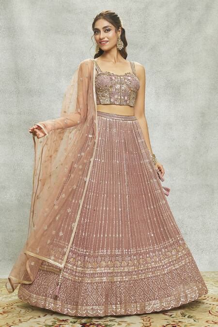 Buy Brown Lehenga Georgette Embroidered Sequin And Cutdana Embellished