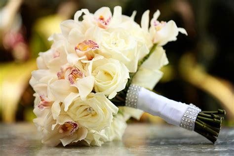 White Orchid and Rose Bouquet | Rose bouquet, White orchids, Bouquet