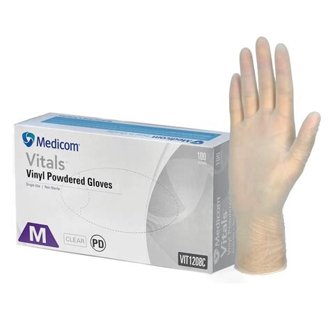 Medicom Vitals Clear Vinyl Powdered Gloves Surgical Direct