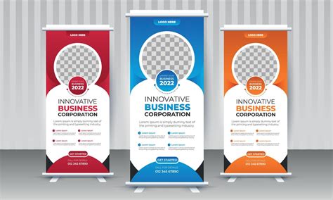 Modern Corporate Roll Up Banner Design Stand Template In Multiple Eye