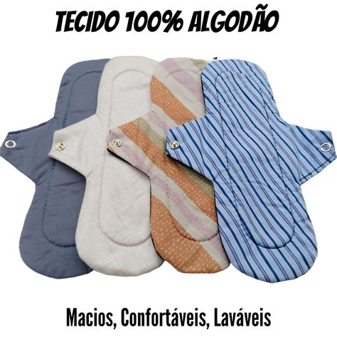 Absorvente Pano Ecologico Noturno Fluxo Intenso Kit C 6 25 Cm