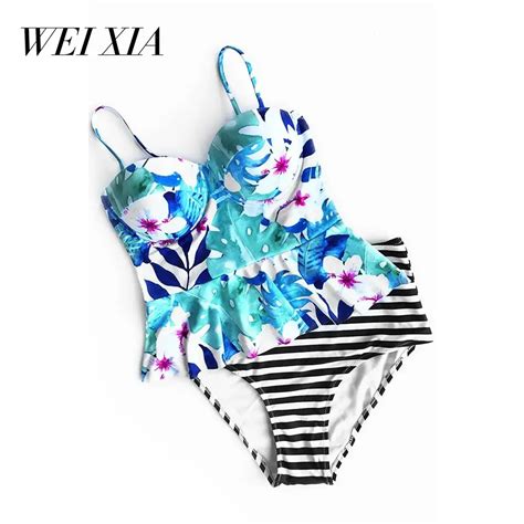 WEIXIA 2018 NEW Arrival Sexy Bikini Set Print Swimwear Women 9004 Beach