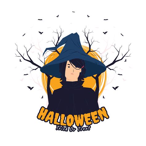 Scary Witch Girl With Black Cloak And Angry Expression On Halloween Concept Illustration 3611630