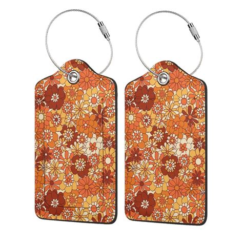 Disketp 1 Luggage Tag For Suitcase Hippie Flower Leather Baggage Tag