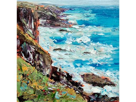 Ireland Landscape Irish Coastline Original Art Hiking Painting Impasto Oil Painting MADE TO ...