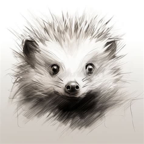Expressive Hedgehog Sketch in Monochrome Tones Stock Illustration ...