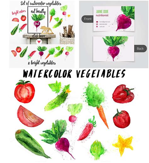 Bright watercolor vegetables set | Free download