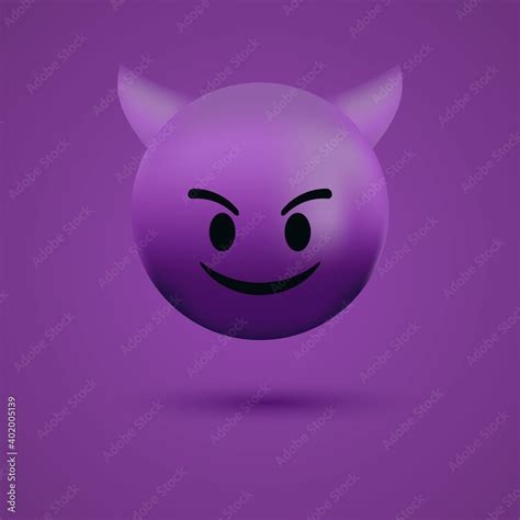 Vecteur Stock 3d Devil Emoji Face Bad Evil Emoticon Smiling Face