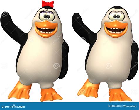 Pinguim Feliz Ilustração Dos Pinguins Isolada Foto de Stock