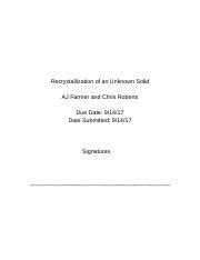 Recrystallization Final Lab Report Docx Recrystallization Of An