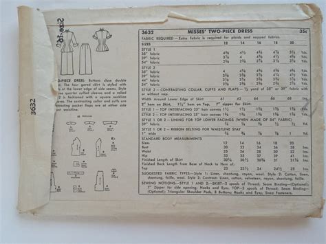 1950s Simplicity Vintage Sewing Pattern 3632 Ca 1951 Etsy Canada