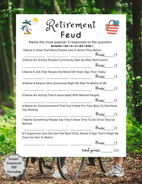 Free Printable Retirement Party Games