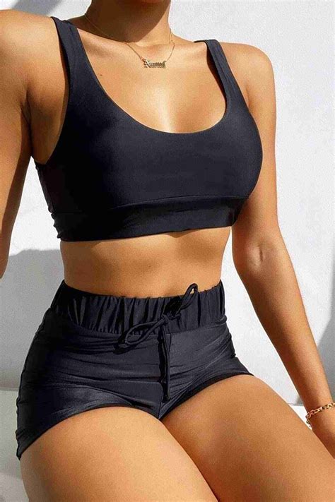 Angelsin Tankini Bikini Üstü Siyah Bikini Üst Angelsin