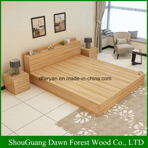 Modern Melamine Mdf Particle Board Simple Design Wooden Bed Bed And