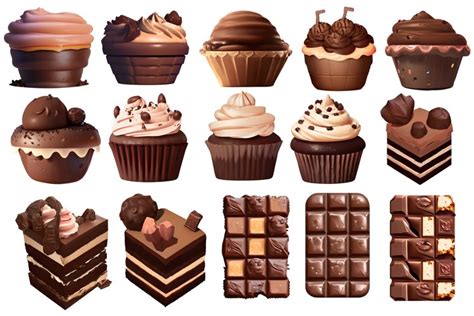 Set Of Chocolates Clipart Chocolate Illustrations Set