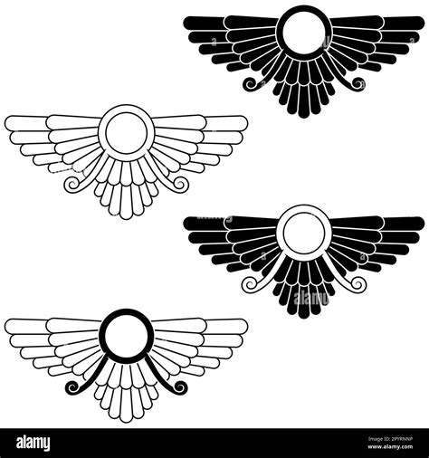 Vector Design Of Faravahar Symbol Winged Solar Disk Zoroastrian